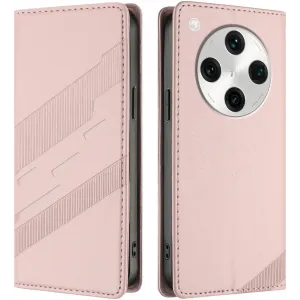 Phonesta Embossed Lines Book Wallet Case hoesje voor Oppo Find X8 Pro - Roze