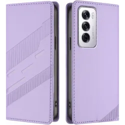 Phonesta Embossed Lines Book Wallet Case hoesje voor Oppo Reno12 - Paars