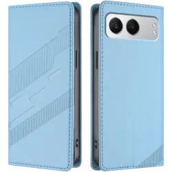 Phonesta Embossed Lines Book Wallet Case hoesje voor OnePlus Nord 4 - Lichtblauw