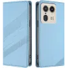 Phonesta Embossed Lines Book Wallet Case hoesje voor Motorola Edge 50 Ultra - Lichtblauw