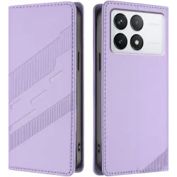 Phonesta Embossed Lines Book Wallet Case hoesje voor Xiaomi 14T - Paars