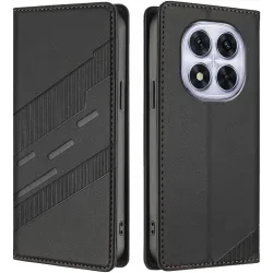 Phonesta Embossed Lines Book Wallet Case hoesje voor Xiaomi Redmi Note 14 Pro 4G - Zwart