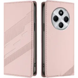 Phonesta Embossed Lines Book Wallet Case hoesje voor Xiaomi Redmi 14C / Xiaomi Poco C75 - Roze