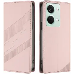 Phonesta Embossed Lines Book Wallet Case hoesje voor OnePlus Nord 3 - Roze
