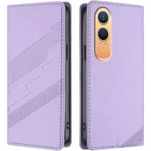 Phonesta Embossed Lines Book Wallet Case hoesje voor OnePlus Nord CE 4 Lite - Paars