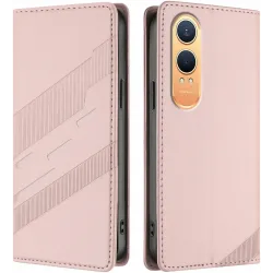 Phonesta Embossed Lines Book Wallet Case hoesje voor OnePlus Nord CE 4 Lite - Roze