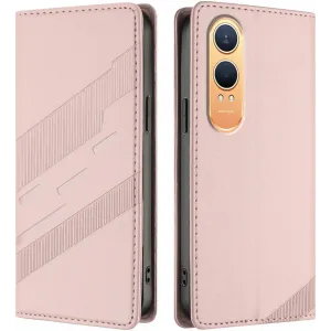 Phonesta Embossed Lines Book Wallet Case hoesje voor OnePlus Nord CE 4 Lite - Roze