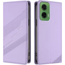 Phonesta Embossed Lines Book Wallet Case hoesje voor Motorola Moto G35 - Paars