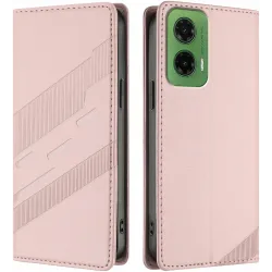 Phonesta Embossed Lines Book Wallet Case hoesje voor Motorola Moto G35 - Roze