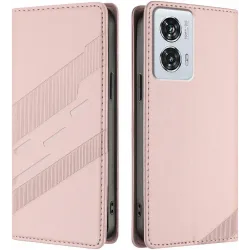 Phonesta Embossed Lines Book Wallet Case hoesje voor Motorola Edge 50 Fusion - Roze