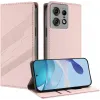 Phonesta Embossed Lines Book Wallet Case hoesje voor Motorola Edge 50 Pro - Roze 2
