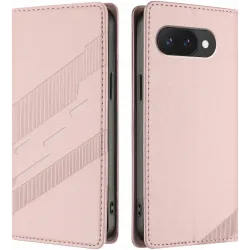 Phonesta Embossed Lines Book Wallet Case hoesje voor Google Pixel 9a - Roze