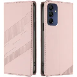 Phonesta Embossed Lines Book Wallet Case hoesje voor Samsung Galaxy A16 - Roze