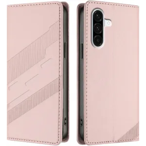 Phonesta Embossed Lines Book Wallet Case hoesje voor Samsung Galaxy A36 - Roze