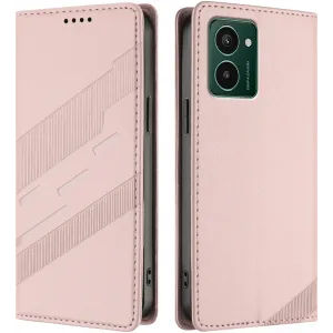 Phonesta Embossed Lines Book Wallet Case hoesje voor HMD Pulse/Pulse Plus/Pulse Pro - Roze