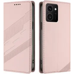 Phonesta Embossed Lines Book Wallet Case hoesje voor HMD Skyline - Roze