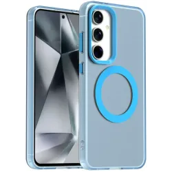 Phonesta HardFrost Back Cover hoesje met MagSafe voor Samsung Galaxy S25/S24 - Mat Blauw