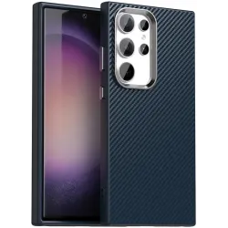 Phonesta IMD Carbon Fiber Back Cover hoesje voor Samsung Galaxy S24 Ultra - Donkerblauw