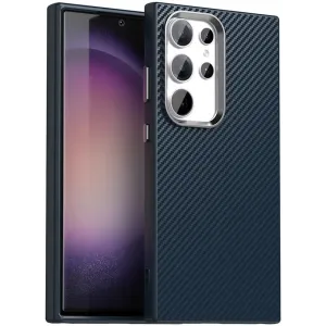 Phonesta IMD Carbon Fiber Back Cover hoesje voor Samsung Galaxy S24 Ultra - Donkerblauw