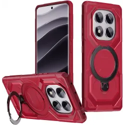 Phonesta IronLock Back Cover hoesje met ring en MagSafe voor Xiaomi Redmi Note 14 Pro 4G/5G/14 Pro Plus / Xiaomi Poco X7 - Rood