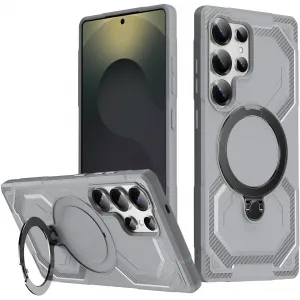 Phonesta IronLock Back Cover hoesje met ring en MagSafe voor Samsung Galaxy S25 Ultra - Grijs