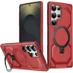 Phonesta IronLock Back Cover hoesje met ring en MagSafe voor Samsung Galaxy S25 Ultra - Rood
