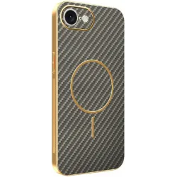 Phonesta Luxury Carbon Fiber Back Cover hoesje met MagSafe voor Apple iPhone 17e/16e - Bruin