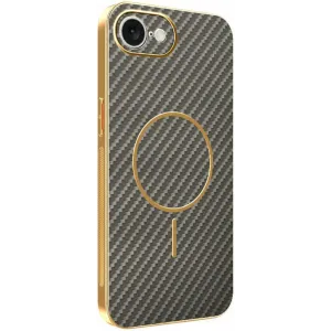 Phonesta Luxury Carbon Fiber Back Cover hoesje met MagSafe voor Apple iPhone 17e/16e - Bruin