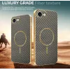 Phonesta Luxury Carbon Fiber Back Cover hoesje met MagSafe voor Apple iPhone 17e/16e - Bruin 4
