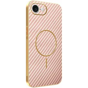 Phonesta Luxury Carbon Fiber Back Cover hoesje met MagSafe voor Apple iPhone 17e/16e - Roze