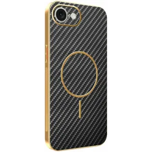 Phonesta Luxury Carbon Fiber Back Cover hoesje met MagSafe voor Apple iPhone 17e/16e - Zwart