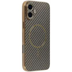 Phonesta Luxury Carbon Fiber Back Cover hoesje met MagSafe voor Apple iPhone 17 - Bruin