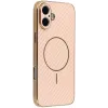 Phonesta Luxury Carbon Fiber Back Cover hoesje met MagSafe voor Apple iPhone 17 - Roze 0