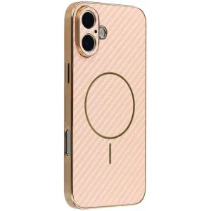 Phonesta Luxury Carbon Fiber Back Cover hoesje met MagSafe voor Apple iPhone 17 - Roze