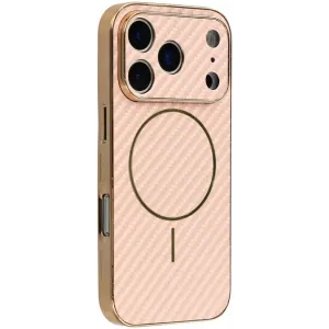 Phonesta Luxury Carbon Fiber Back Cover hoesje met MagSafe voor Apple iPhone 17 Pro - Roze