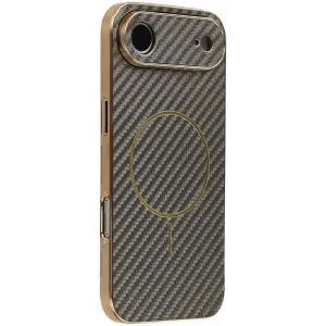 Phonesta Luxury Carbon Fiber Back Cover hoesje met MagSafe voor Apple iPhone Air - Bruin