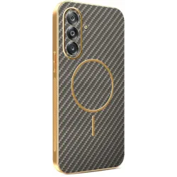 Phonesta Luxury Carbon Fiber Back Cover hoesje met MagSafe voor Samsung Galaxy A17/A26 - Bruin