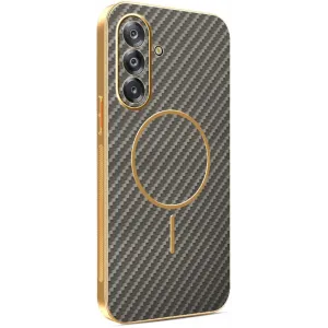 Phonesta Luxury Carbon Fiber Back Cover hoesje met MagSafe voor Samsung Galaxy A17/A26 - Bruin