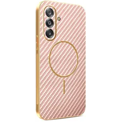 Phonesta Luxury Carbon Fiber Back Cover hoesje met MagSafe voor Samsung Galaxy A17/A26 - Roze