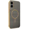 Phonesta Luxury Carbon Fiber Back Cover hoesje met MagSafe voor Samsung Galaxy S25 Edge - Bruin 0
