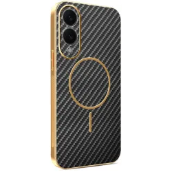 Phonesta Luxury Carbon Fiber Back Cover hoesje met MagSafe voor Samsung Galaxy S25 Edge - Zwart