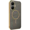 Phonesta Luxury Carbon Fiber Back Cover hoesje met MagSafe voor Xiaomi Poco F7 - Bruin 0