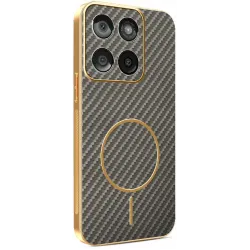 Phonesta Luxury Carbon Fiber Back Cover hoesje met MagSafe voor Motorola Edge 60 / Edge 60 Fusion - Bruin