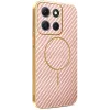 Phonesta Luxury Carbon Fiber Back Cover hoesje met MagSafe voor Motorola Moto G86 - Roze 0