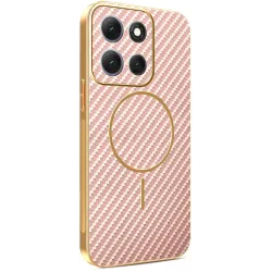 Phonesta Luxury Carbon Fiber Back Cover hoesje met MagSafe voor Motorola Moto G86 - Roze