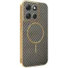 Phonesta Luxury Carbon Fiber Back Cover hoesje met MagSafe voor Motorola Moto G86 Power - Bruin 0
