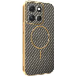 Phonesta Luxury Carbon Fiber Back Cover hoesje met MagSafe voor Motorola Moto G86 Power - Bruin