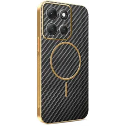 Phonesta Luxury Carbon Fiber Back Cover hoesje met MagSafe voor Motorola Moto G86 Power - Zwart