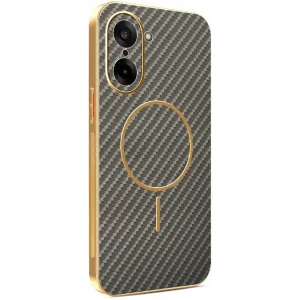Phonesta Luxury Carbon Fiber Back Cover hoesje met MagSafe voor OnePlus Nord CE5 - Bruin