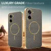 Phonesta Luxury Carbon Fiber Back Cover hoesje met MagSafe voor OnePlus Nord CE5 - Bruin 5
